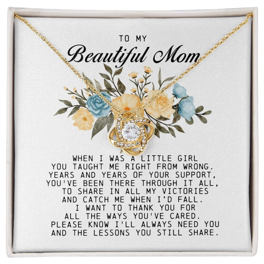 To my Beautiful Mom, Mother's Day Gift, Love Knot Necklace