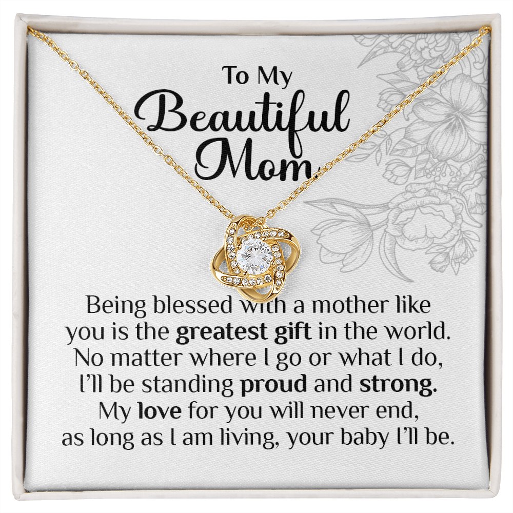 To My Beautiful Mom, Love Knot Necklace