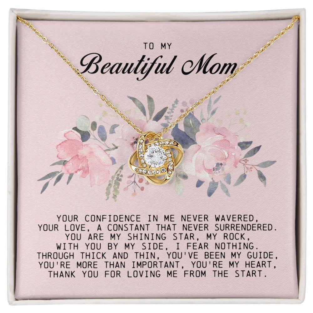 To my Beautiful Mom, Love Knot Necklace, Mother's Day Gift