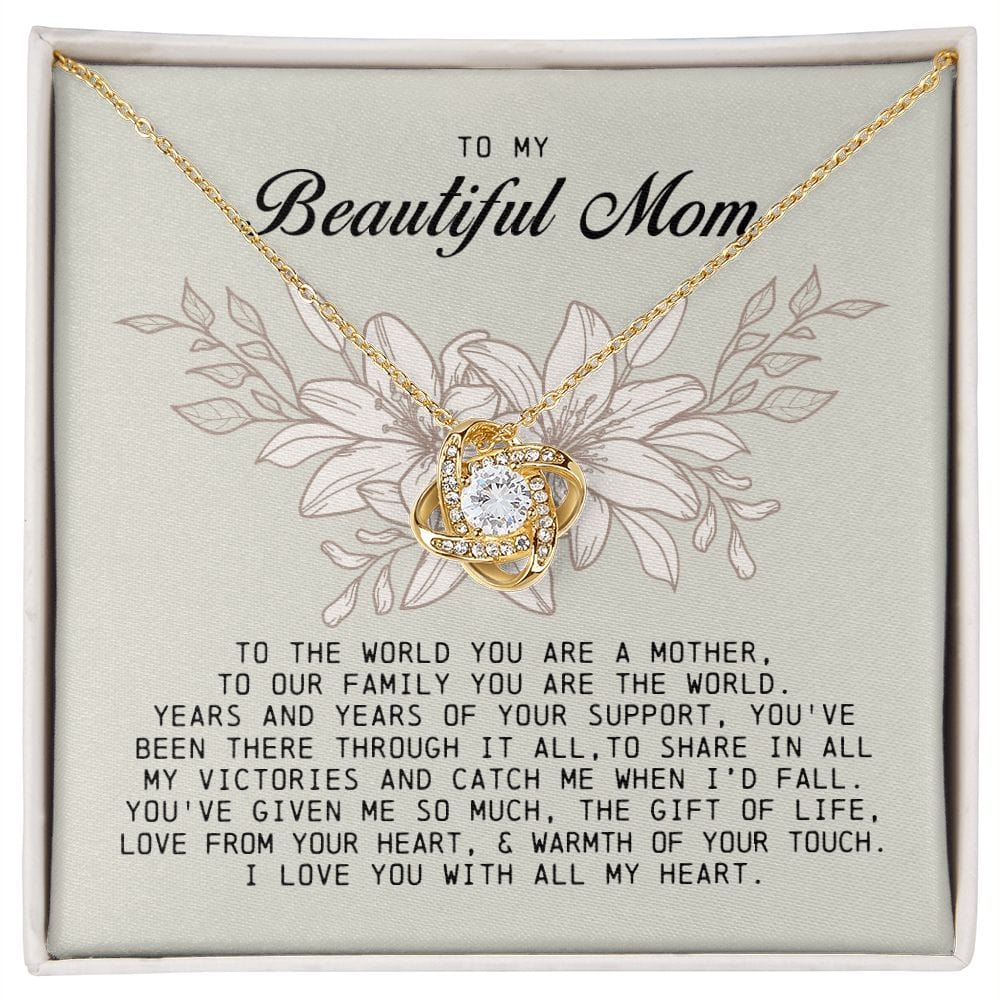 To My Beautiful Mom Love Knot Necklace