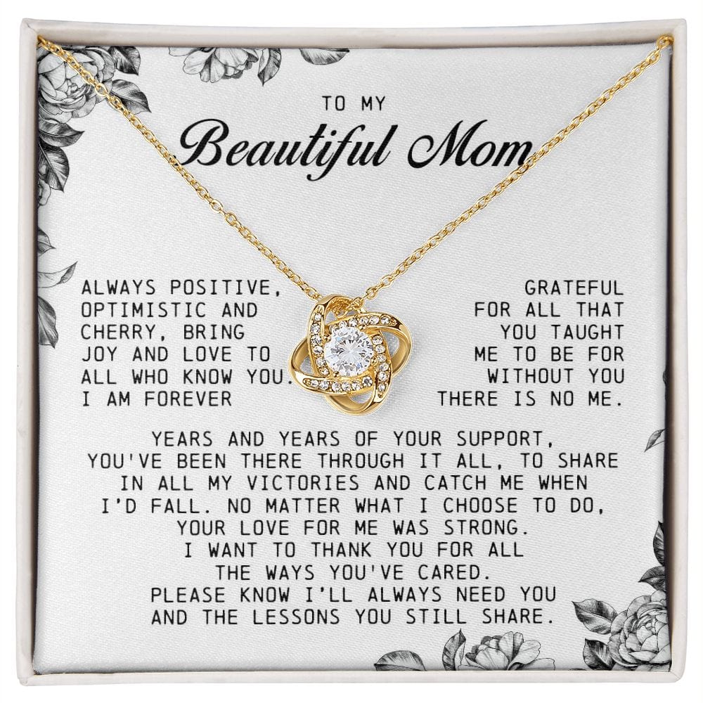 To My Beautiful Mom Love Knot Necklace