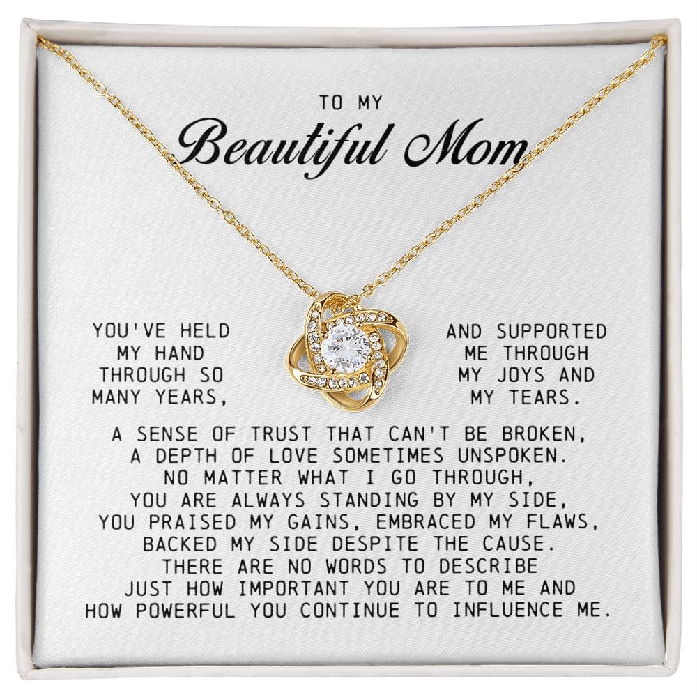 To My Beautiful Mom Love Knot Necklace