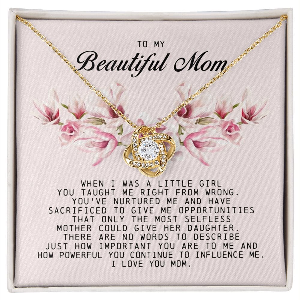 To my Beautiful Mom, Mother's Day Gift, Love Knot Necklace