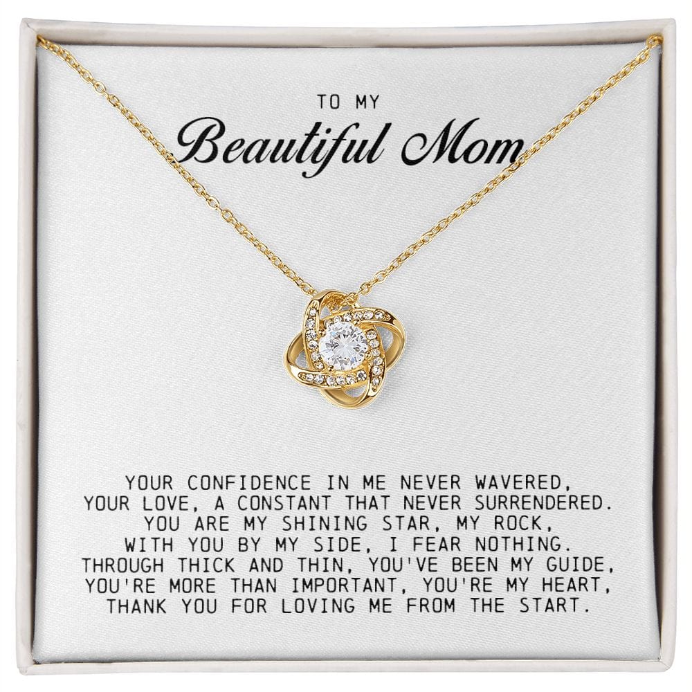 To my Beautiful Mom, Love Knot Necklace, Mother's Day Gift