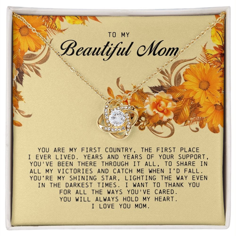 To my Beautiful Mom, Mother's Day Gift, Love Knot Necklace