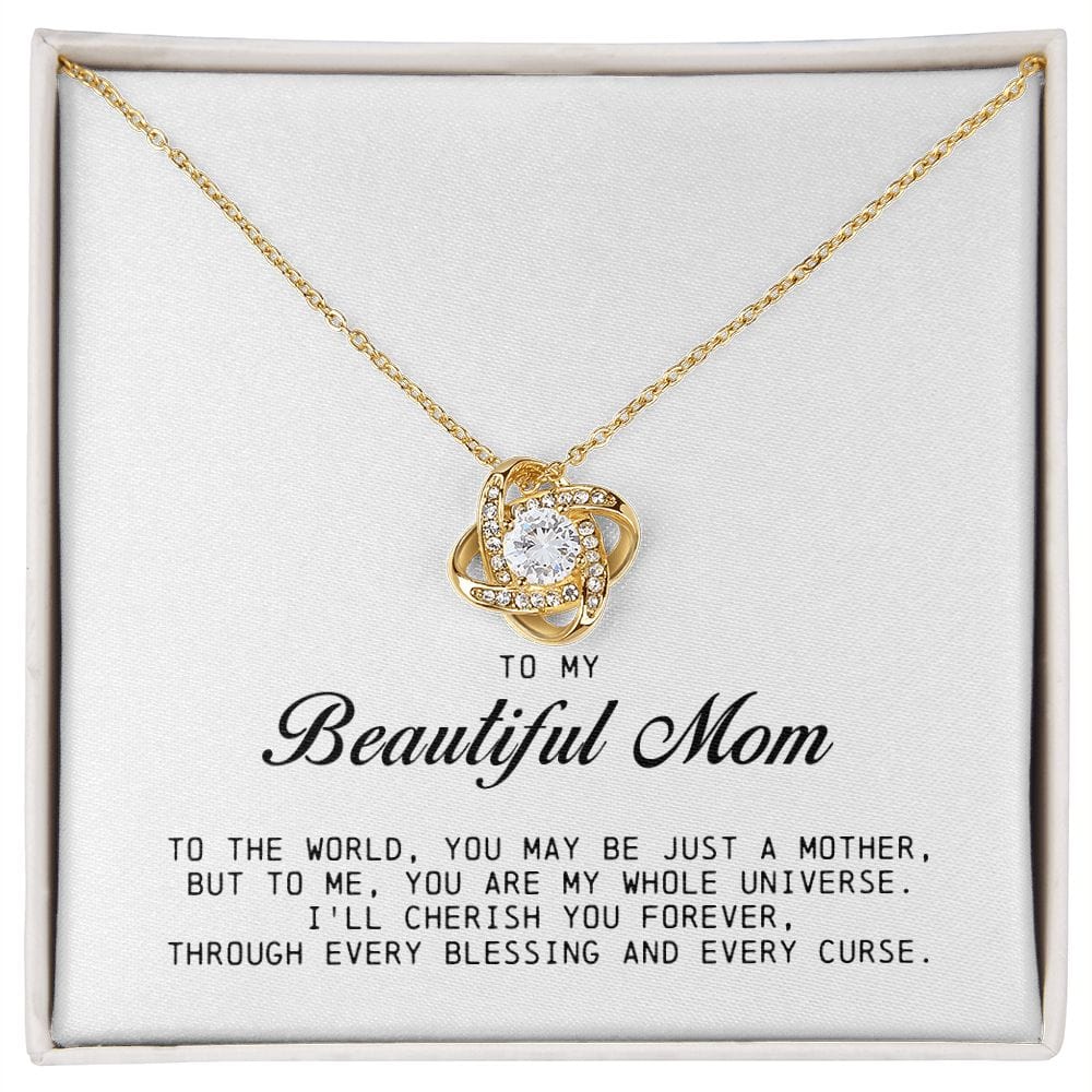 To My Beautiful Mom Love Knot Necklace