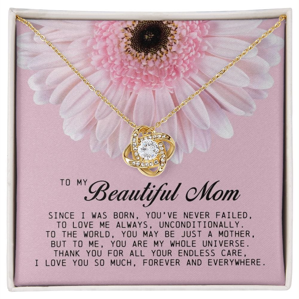 To My Beautiful Mom Love Knot Necklace