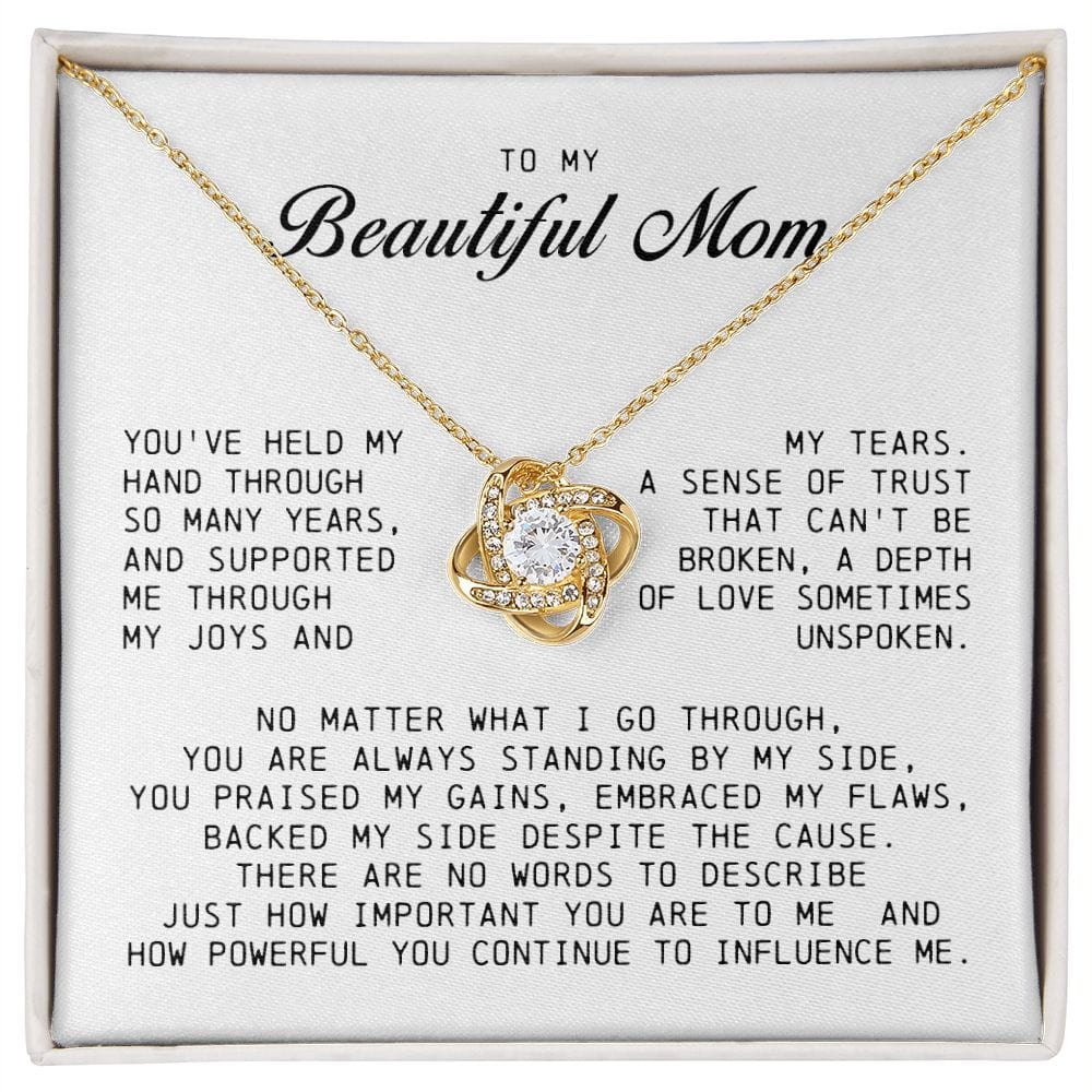 To My Beautiful Mom Love Knot Necklace