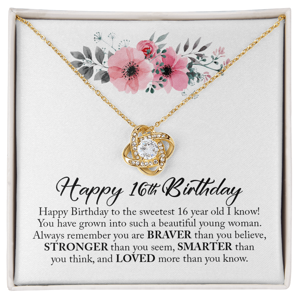 Happy 16th Birthday, Sweet Sixteen, Love Knot Necklace