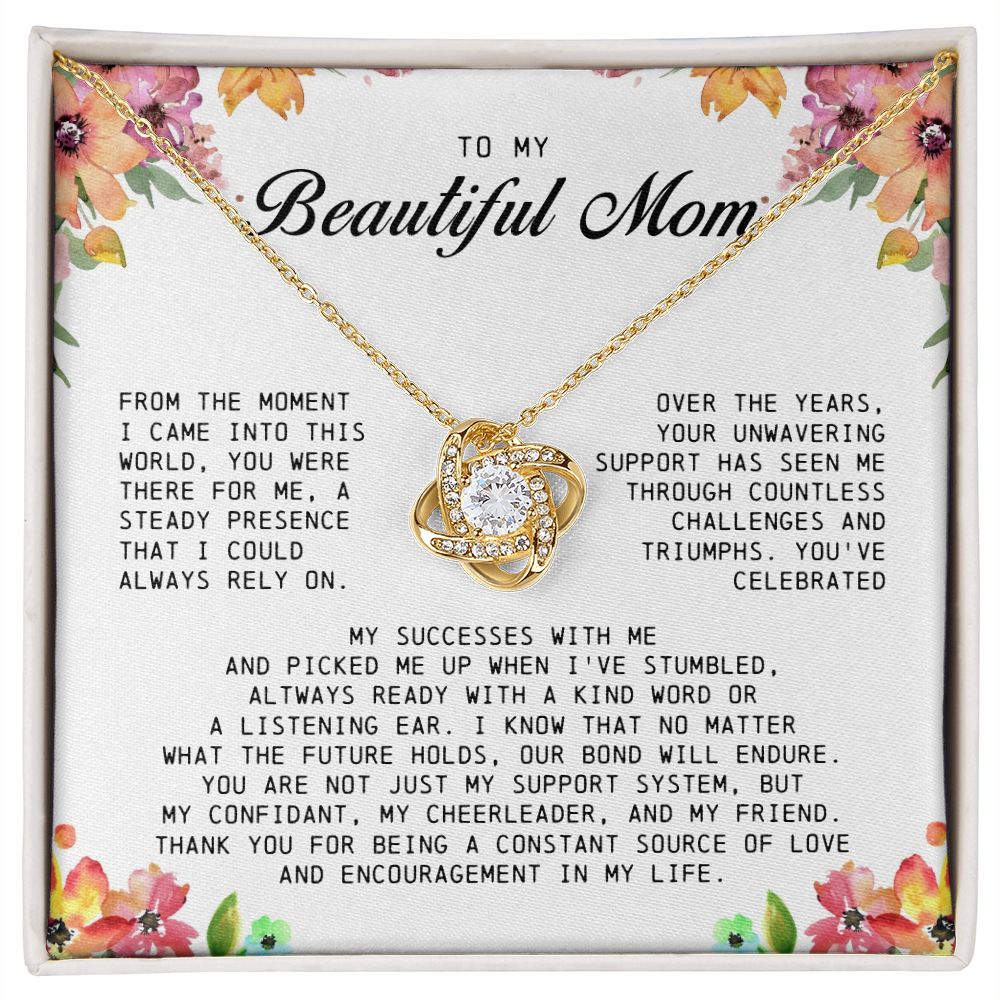 To My Beautiful Mom Love Knot Necklace