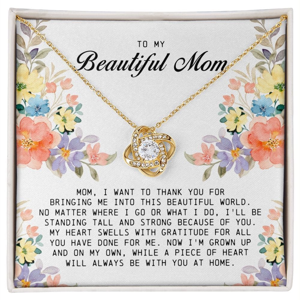To My Beautiful Mom, Love Knot Necklace