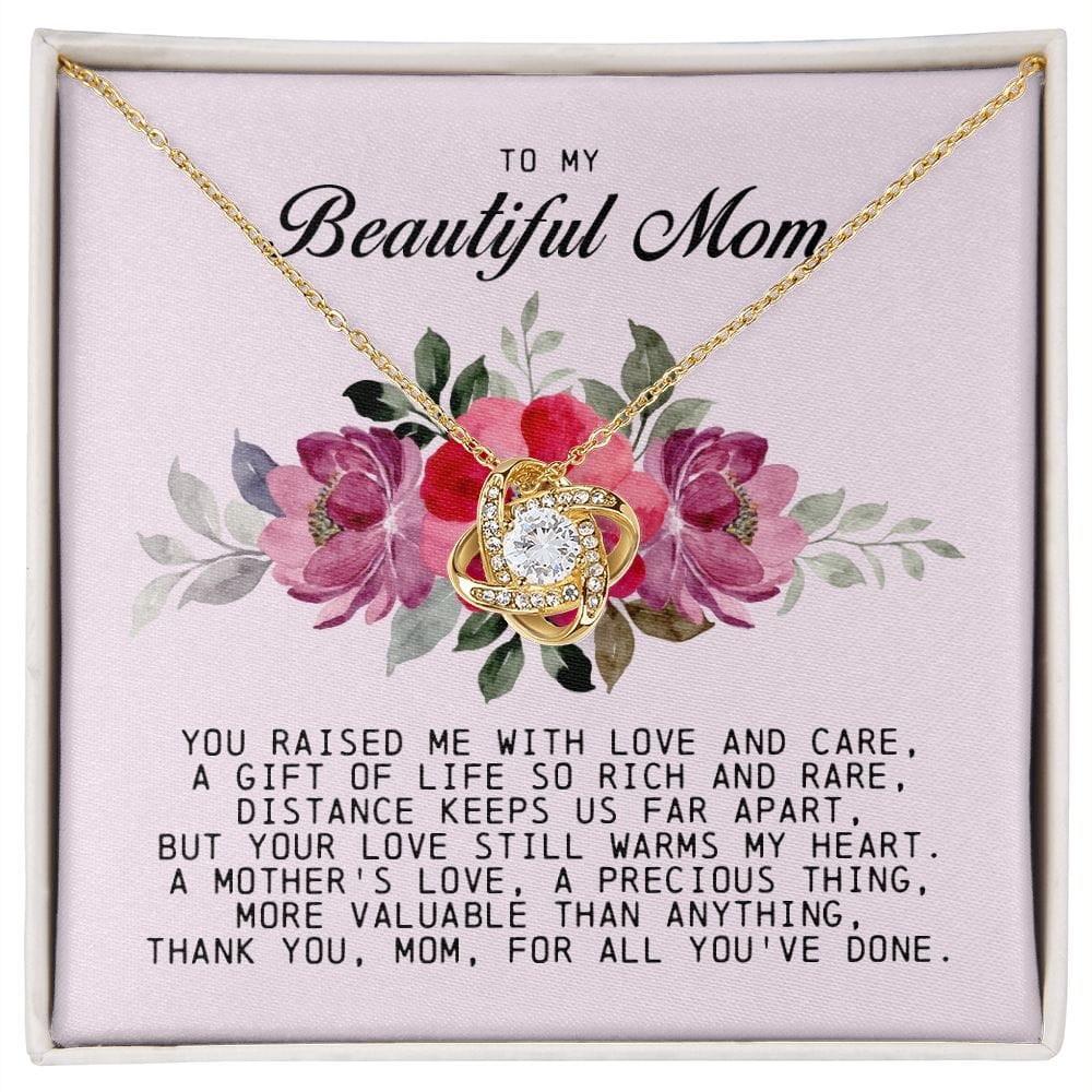To My Beautiful Mom Love Knot Necklace