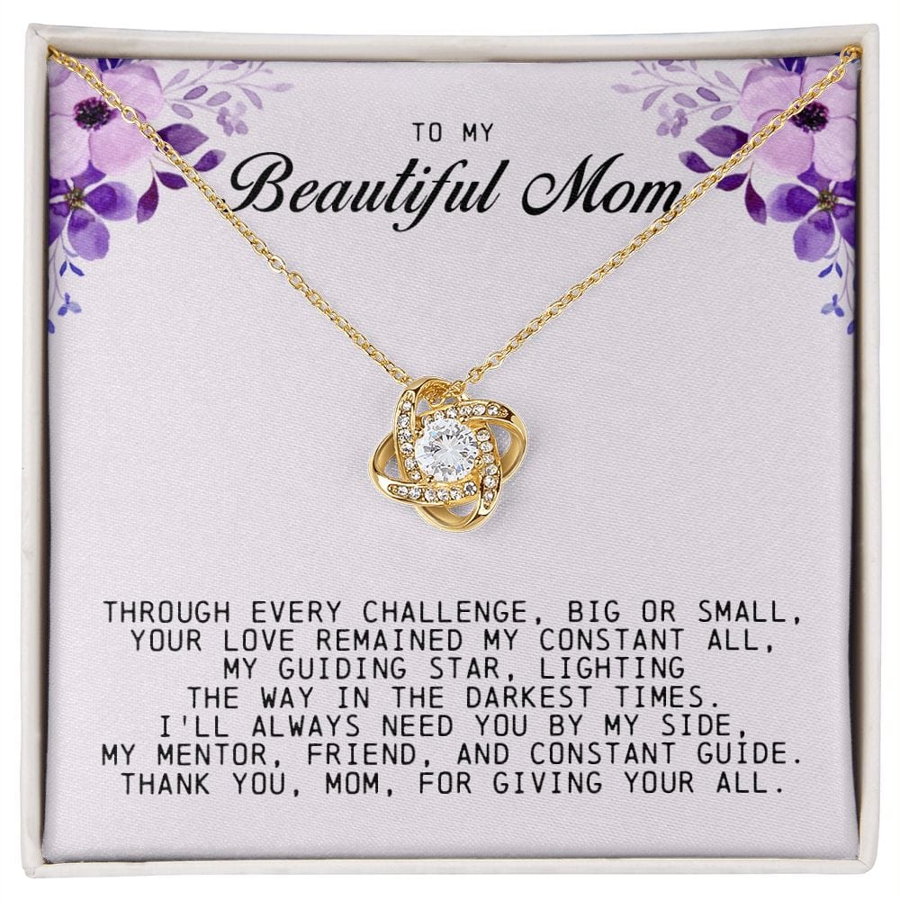 To My Beautiful Mom Love Knot Necklace