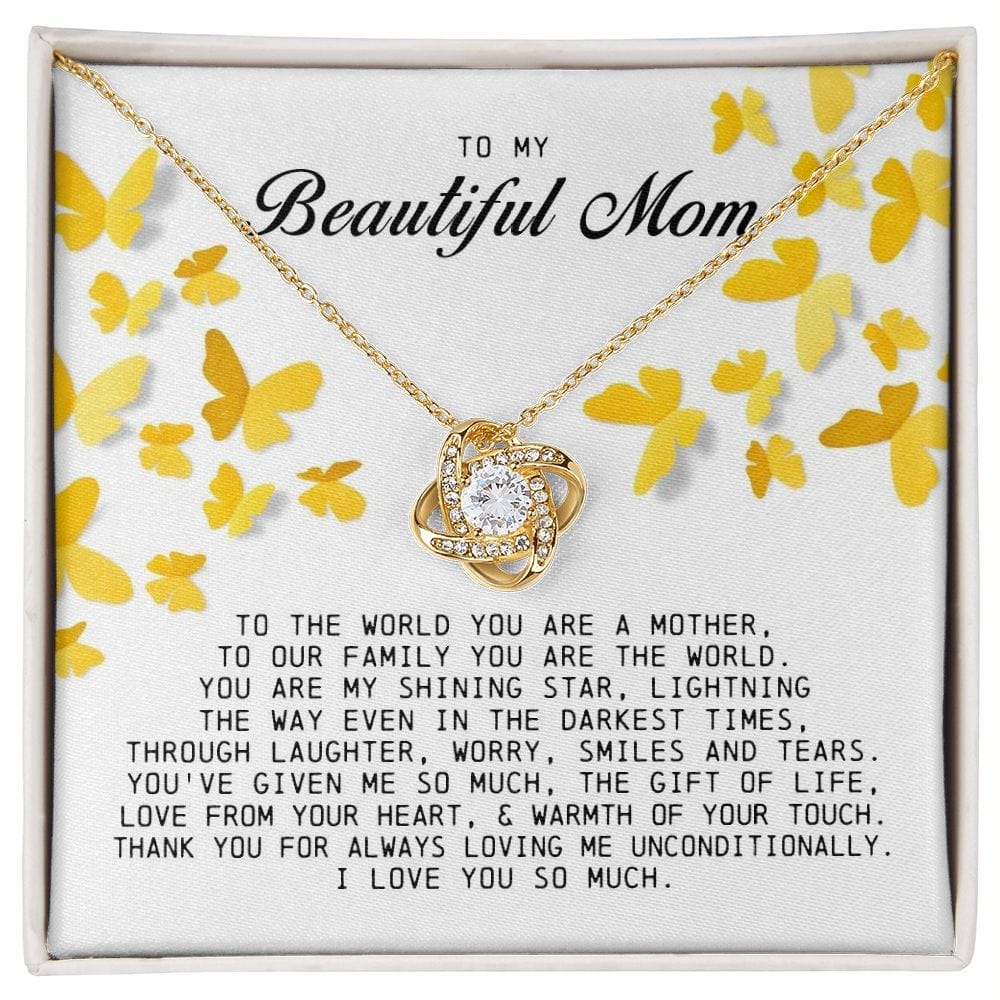 To My Beautiful Mom Love Knot Necklace