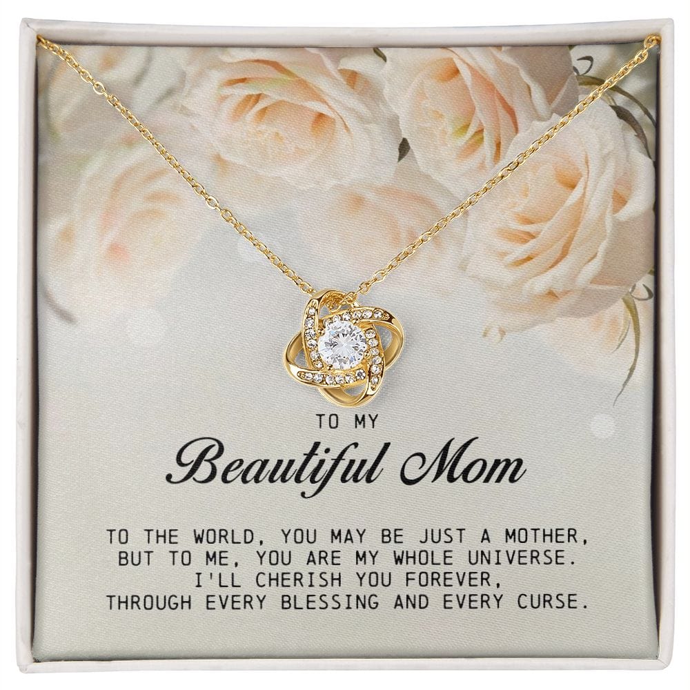 To My Beautiful Mom Love Knot Necklace