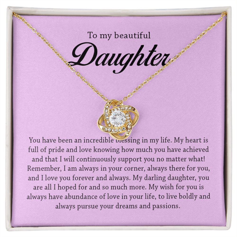 To My Beautiful Daughter, Love Knot Necklace