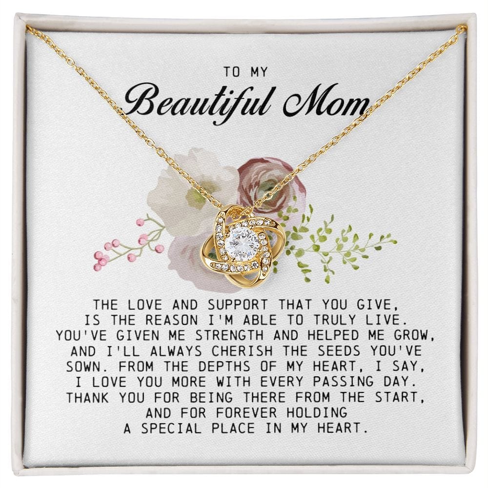 To My Beautiful Mom Love Knot Necklace