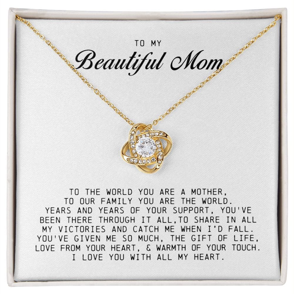 To My Beautiful Mom Love Knot Necklace