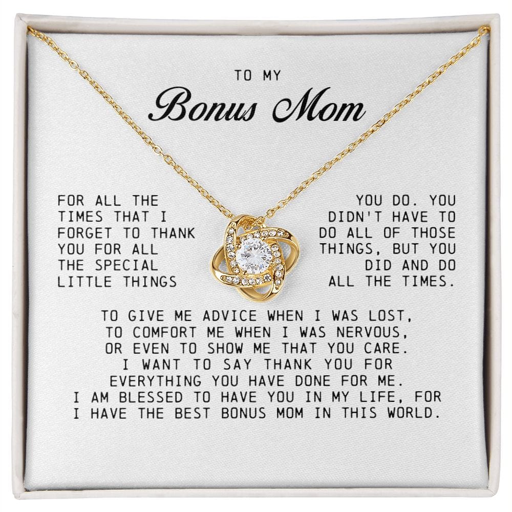 To My Bonus Mom, Love Knot Necklace