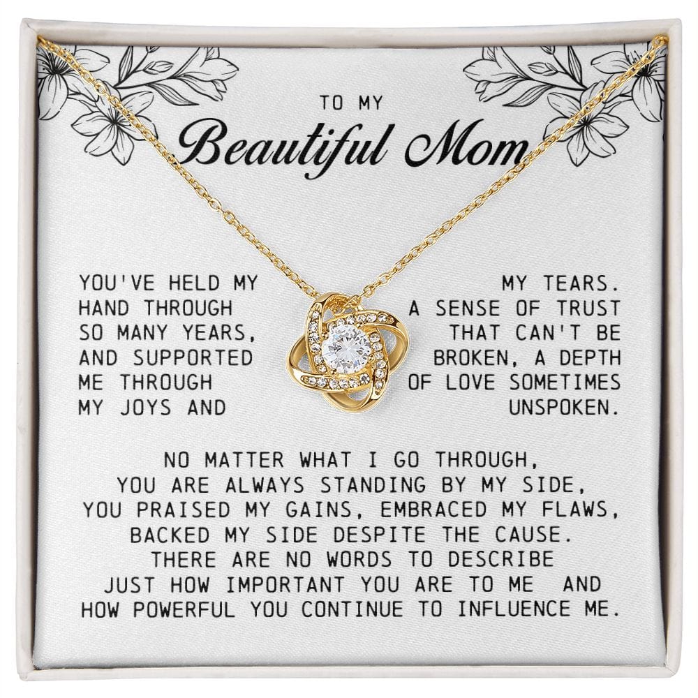To My Beautiful Mom Love Knot Necklace