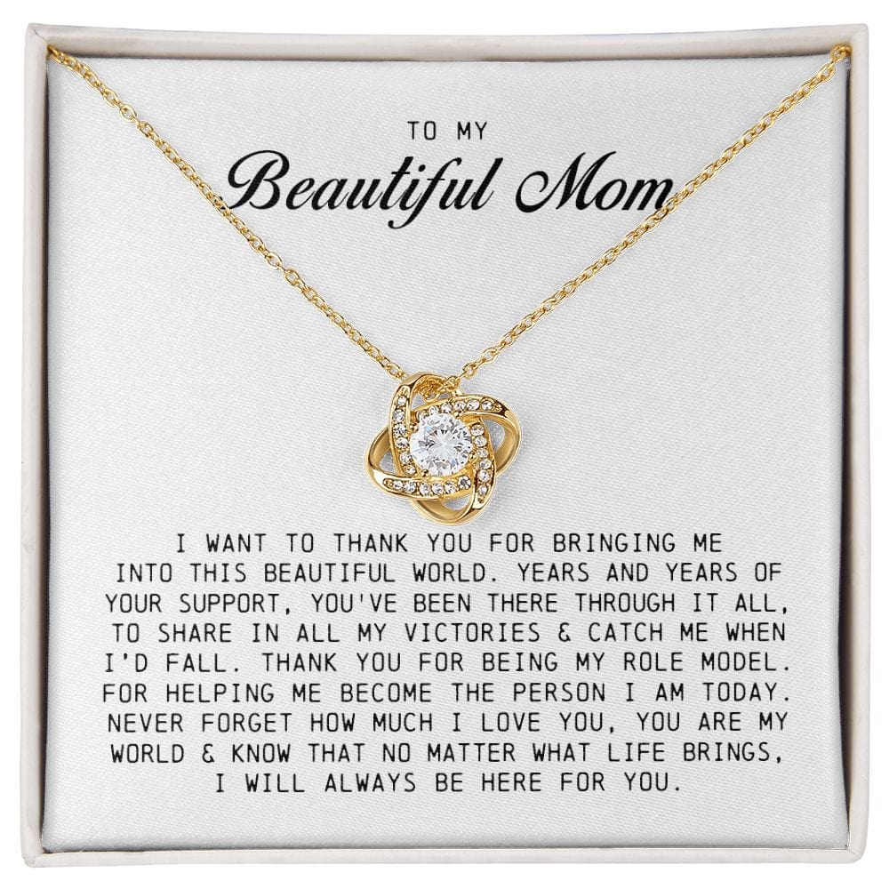 To My Beautiful Mom, Love Knot Necklace