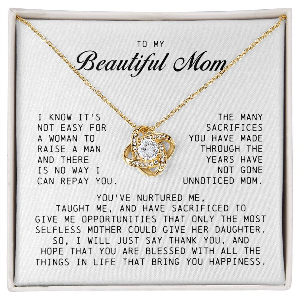 To My Beautiful Mom Love Knot Necklace