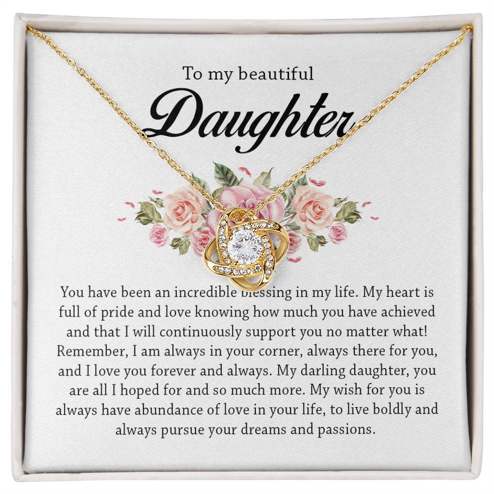 To My Beautiful Daughter, Love Knot Necklace