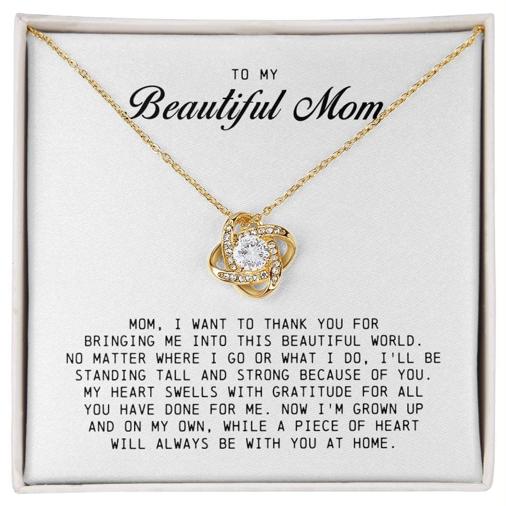 To My Beautiful Mom, Love Knot Necklace
