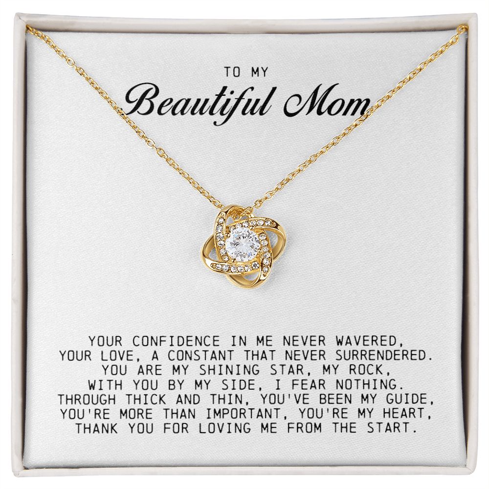 To My Beautiful Mom Love Knot Necklace