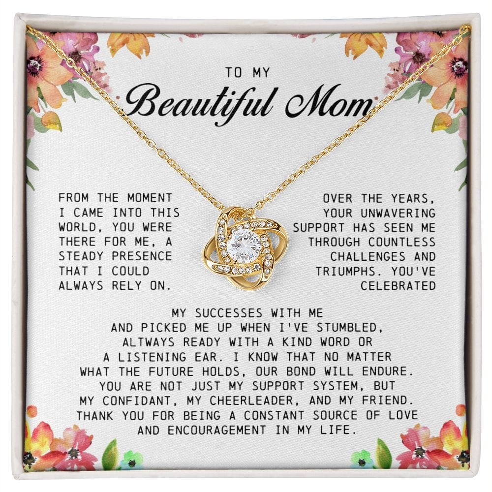 To my Beautiful Mom, Mother's Day Gift, Love Knot Necklace