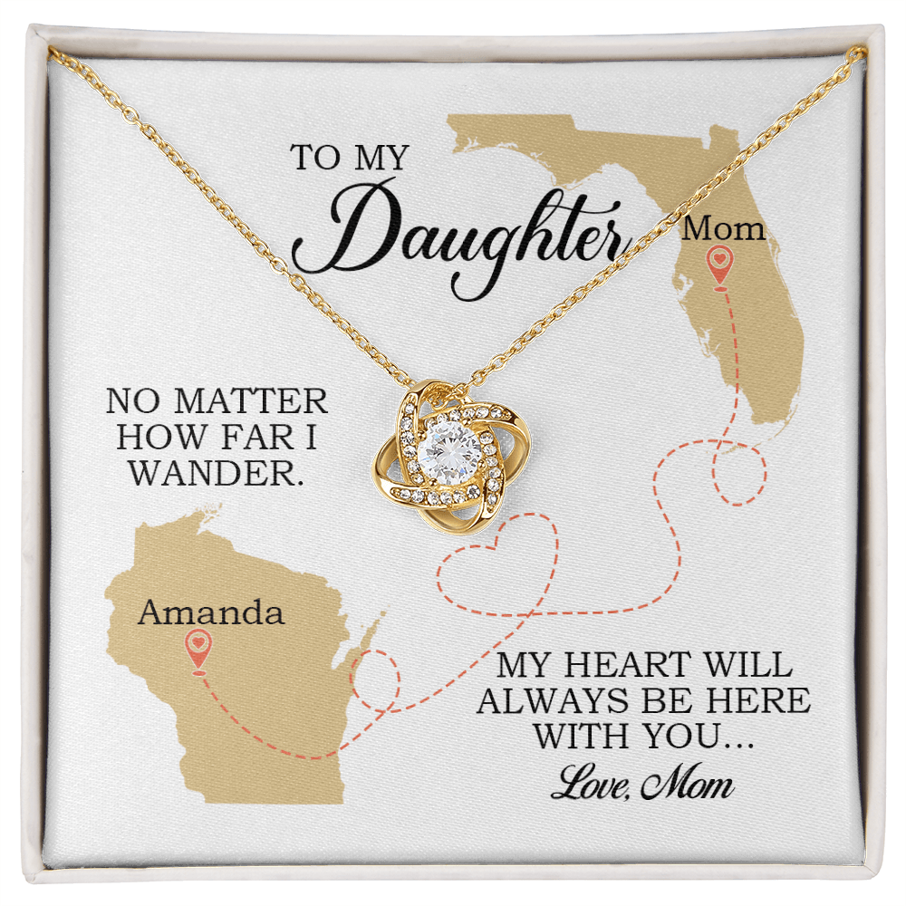 To My Daughter Gift, Love Knot Necklace, Mother Daughter Long Distance Gift
