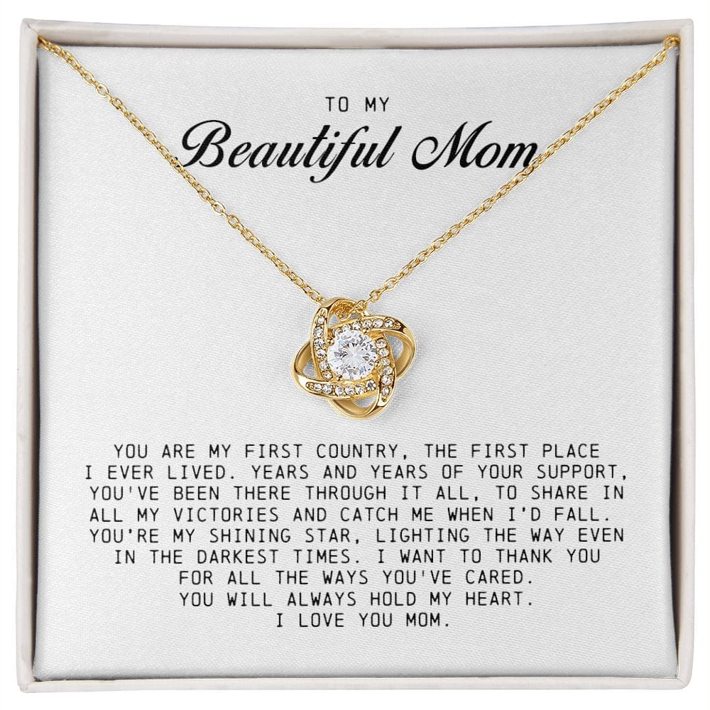 To my Beautiful Mom, Mother's Day Gift, Love Knot Necklace