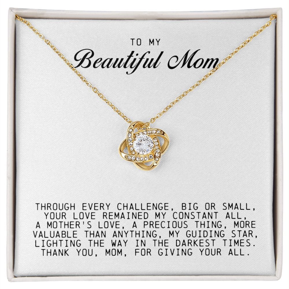 To My Beautiful Mom, Love Knot Necklace