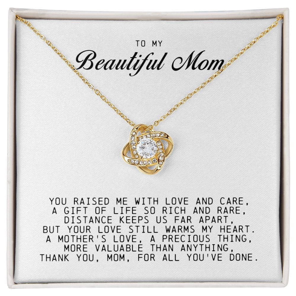 To My Beautiful Mom Love Knot Necklace
