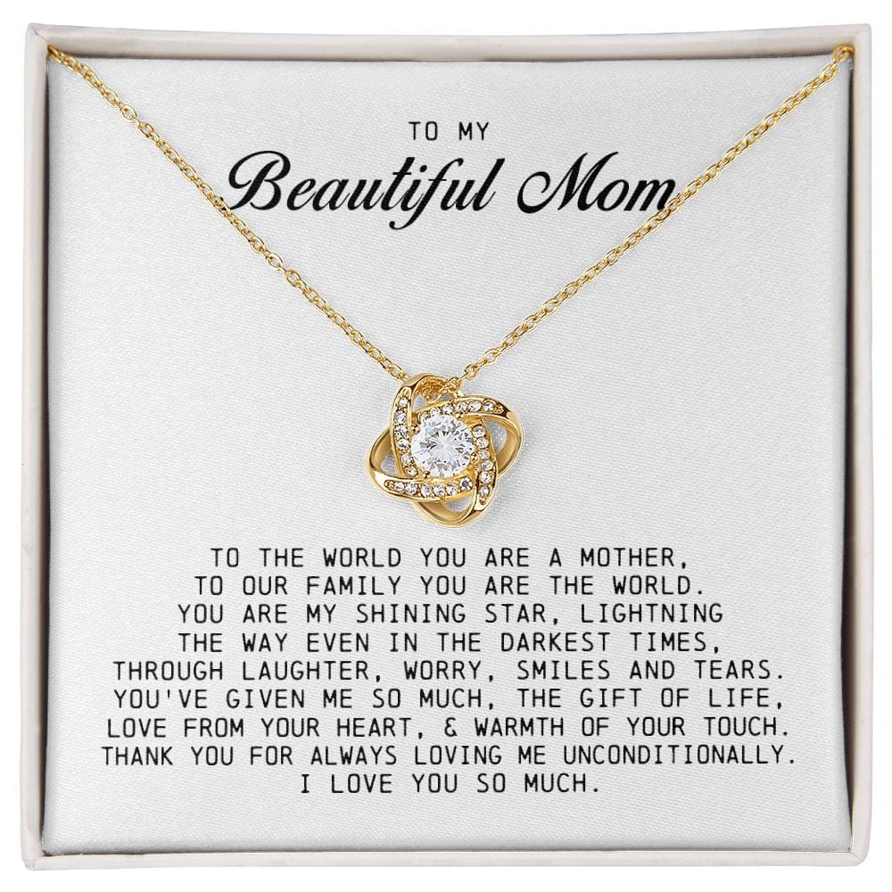 To My Beautiful Mom Love Knot Necklace