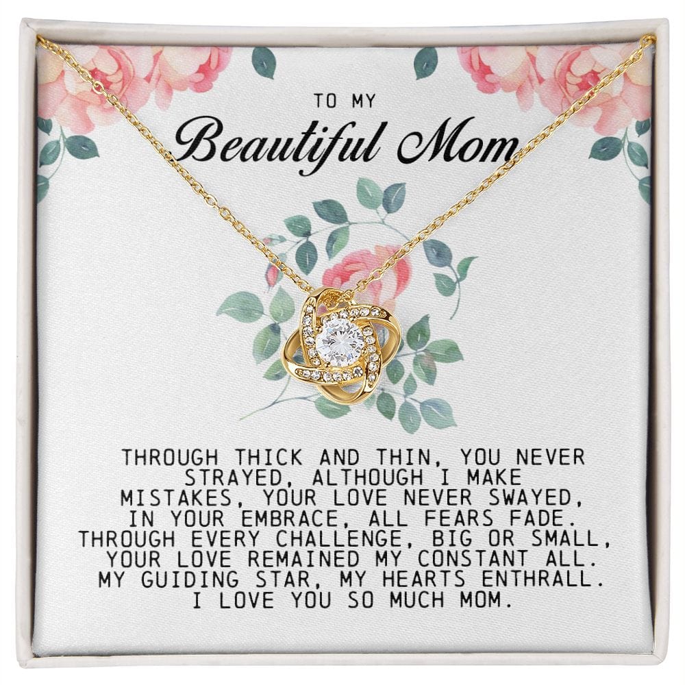 To my Beautiful Mom, Love Knot Necklace, Mother's Day Gift