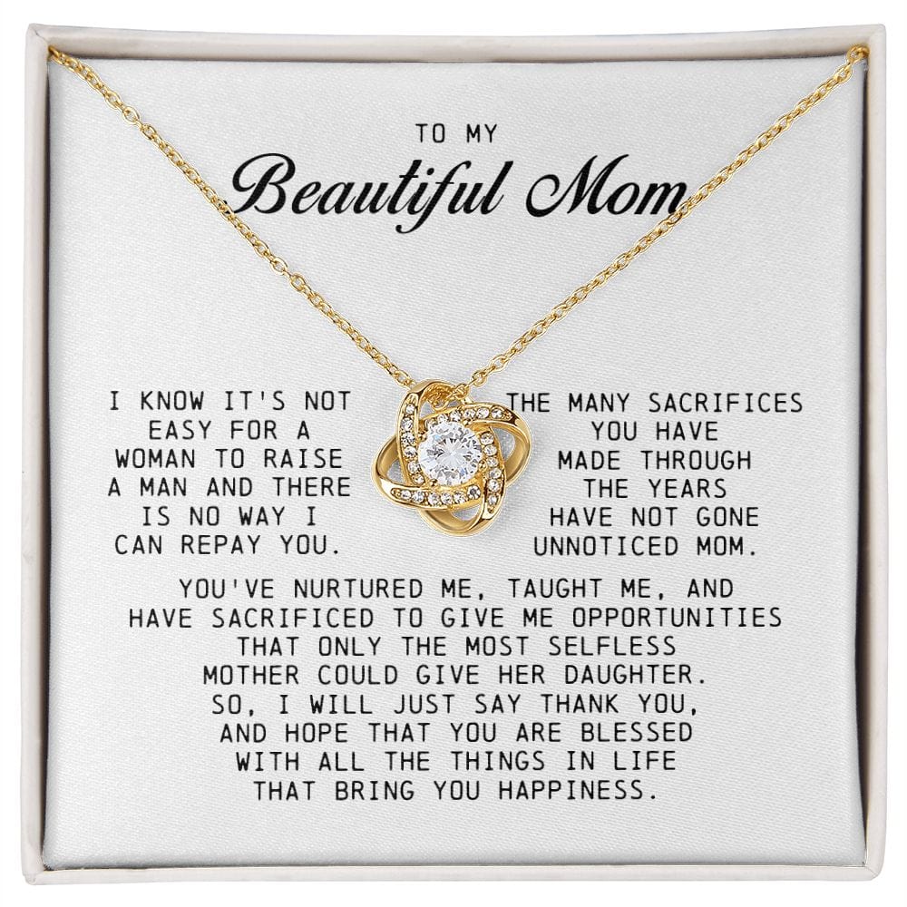 To My Beautiful Mom Love Knot Necklace