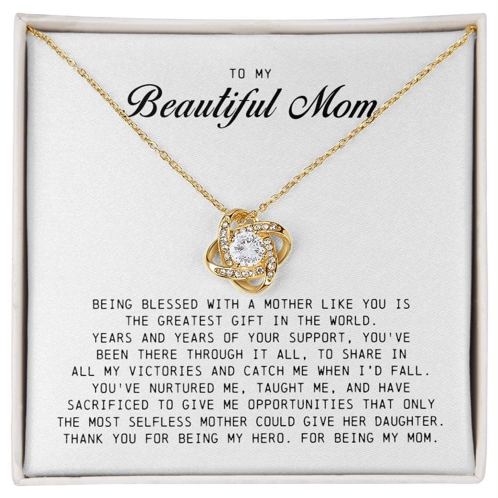 To My Beautiful Mom, Love Knot Necklace
