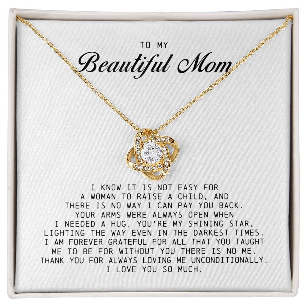 To my Beautiful Mom, Mother's Day Gift, Love Knot Necklace