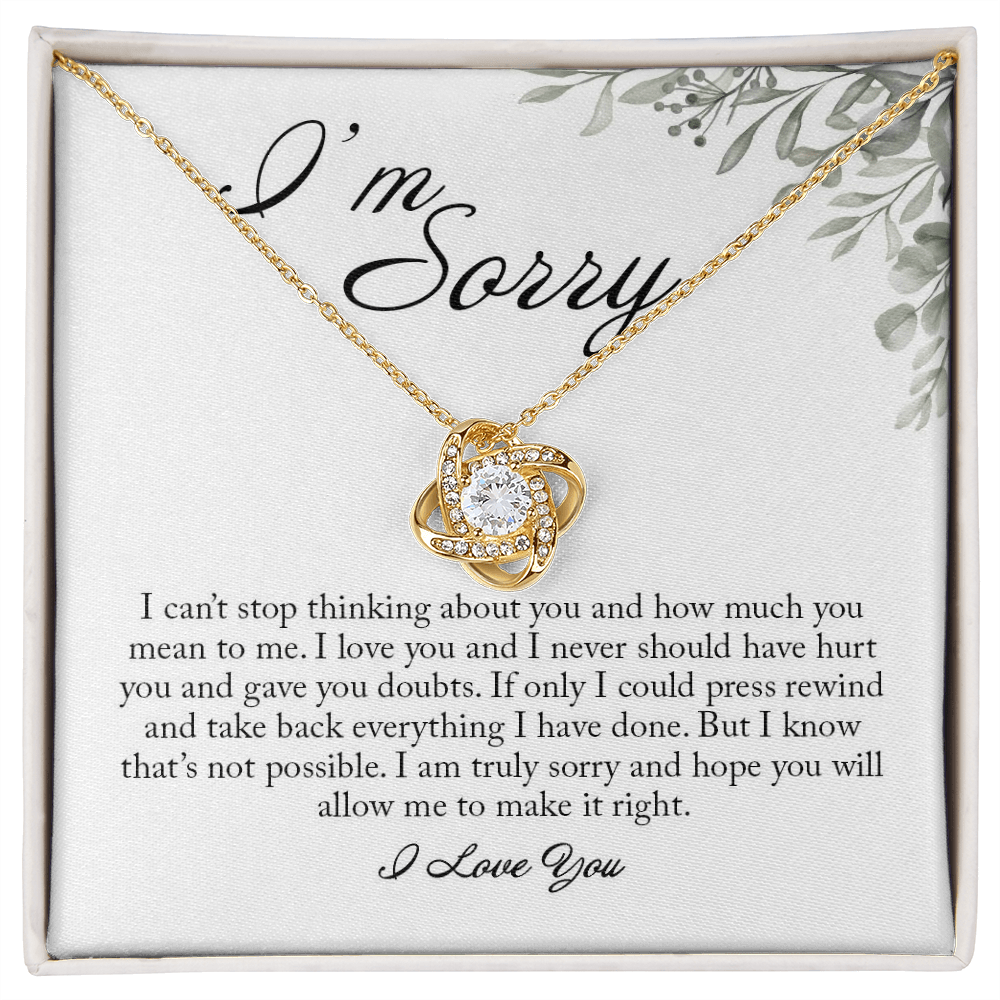 I'm Sorry Card, Love Knot Necklace