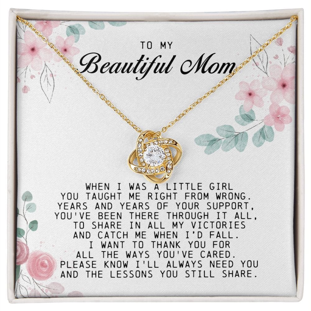 To my Beautiful Mom, Mother's Day Gift, Love Knot Necklace