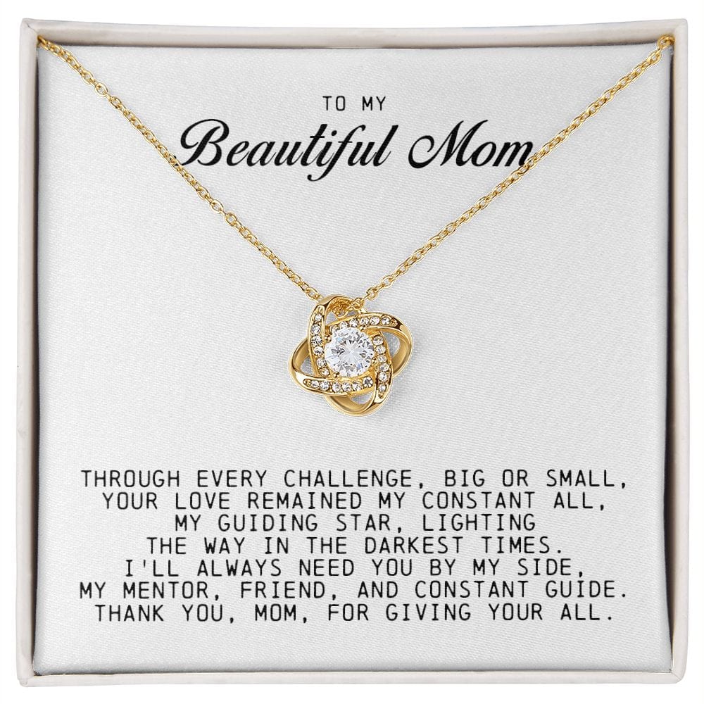 To My Beautiful Mom Love Knot Necklace