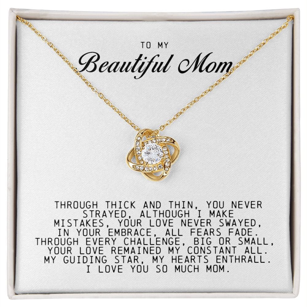 To my Beautiful Mom, Love Knot Necklace, Mother's Day Gift