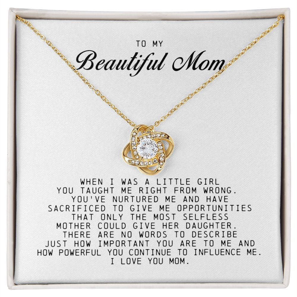 To My Beautiful Mom, Love Knot Necklace