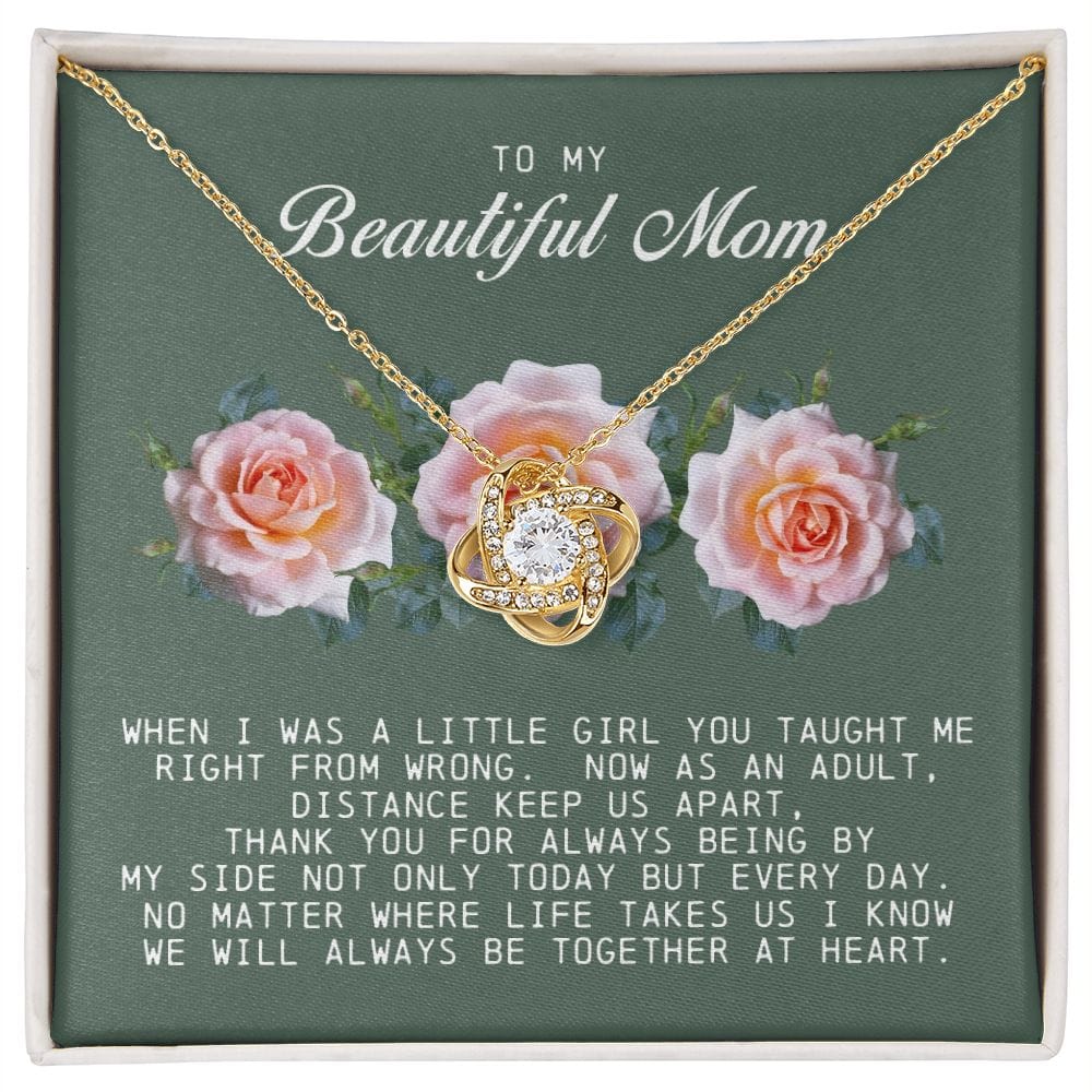 To my Beautiful Mom, Mother's Day Gift, Love Knot Necklace