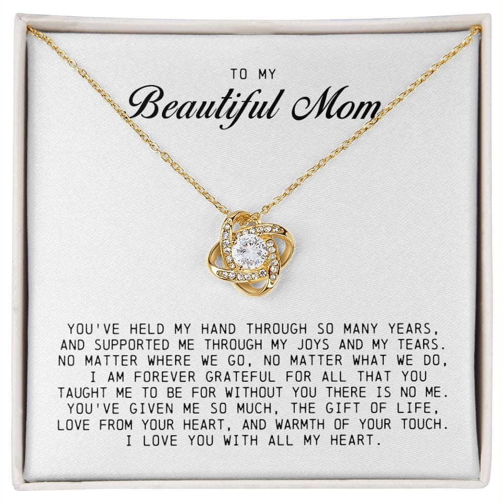 To My Beautiful Mom Love Knot Necklace