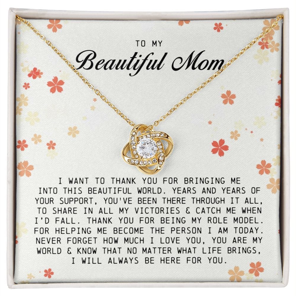 To My Beautiful Mom, Love Knot Necklace