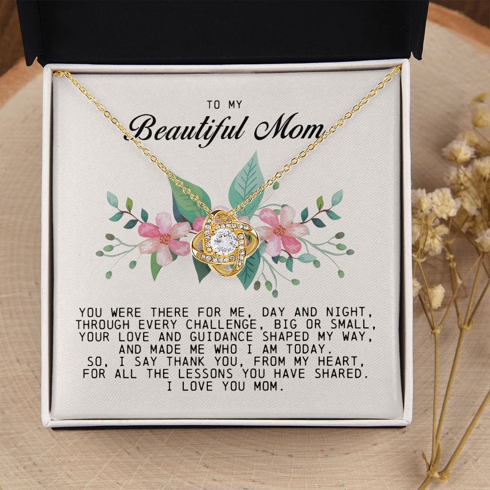 To My Beautiful Mom Love Knot Necklace