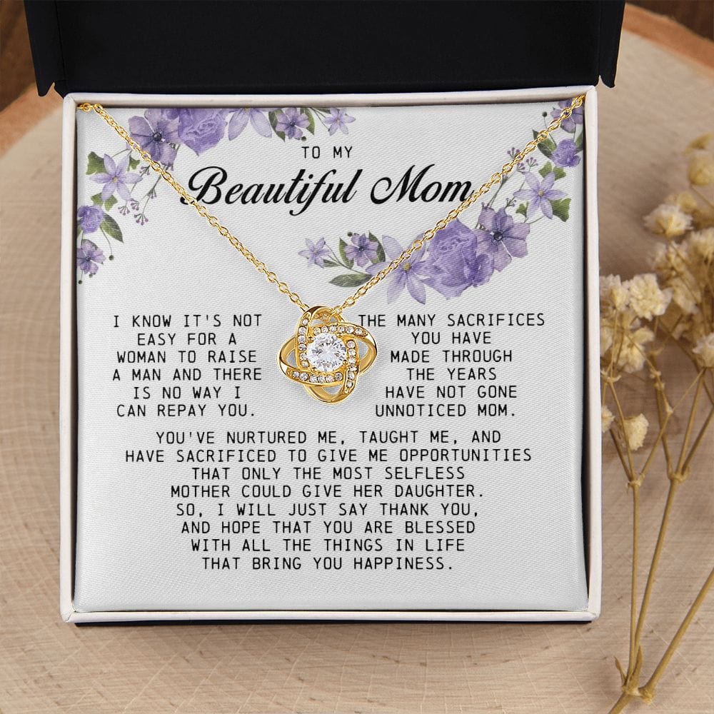 To My Beautiful Mom Love Knot Necklace