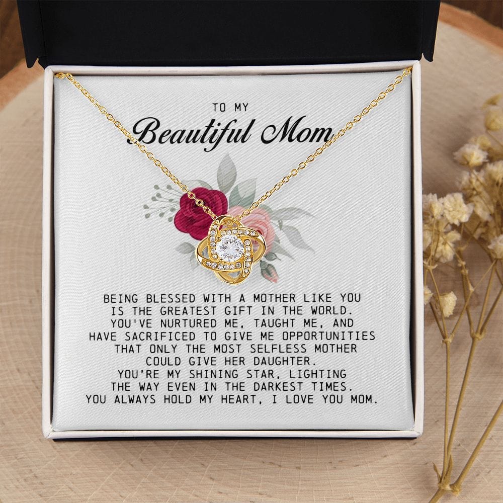 To My Beautiful Mom Love Knot Necklace